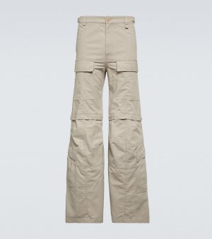 Гибридные расклешенные брюки-карго из хлопка , бежевый Balenciaga