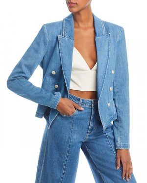 Джинсовый пиджак Wayne с открытой передней частью L'AGENCE, цвет Blue L'AGENCE