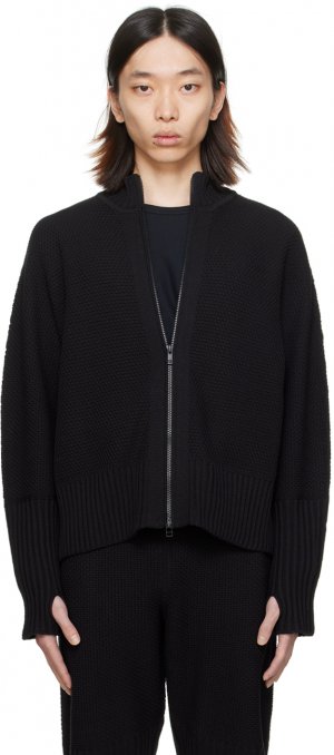 Черный вязаный свитер в деревенском стиле Homme Plisse Issey Miyake Plissé