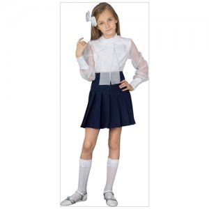 Блузка школьная для девочки, размер 146 / Праздничная девочки Стильная,модная Энди. Цвет: белый