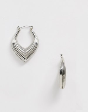 Серебристые серьги-кольца с абстрактным дизайном -Серебряный Sacred Hawk