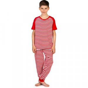 Пижама , футболка, брюки, манжеты, размер 152, красный, белый N.O.A.. Цвет: белый/красный