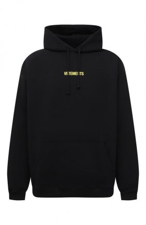 Хлопковое худи VETEMENTS. Цвет: чёрный