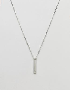 Серебристое ожерелье с простой подвеской-планкой -Серебряный Burton Menswear