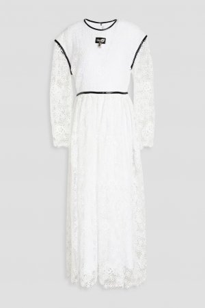 Платье миди из гипюрового кружева с декором, белый Christopher Kane