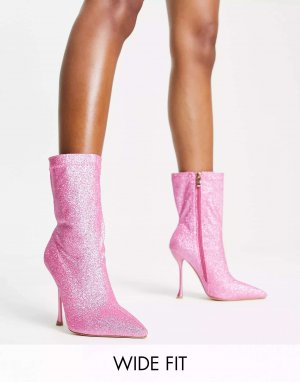 Розовые блестящие ботинки-носки Simmi London Wide Fit Paolo Clothing