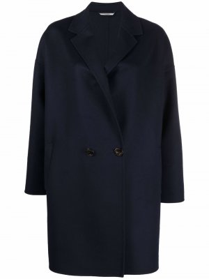 Двубортное шерстяное пальто Colombo. Цвет: синий