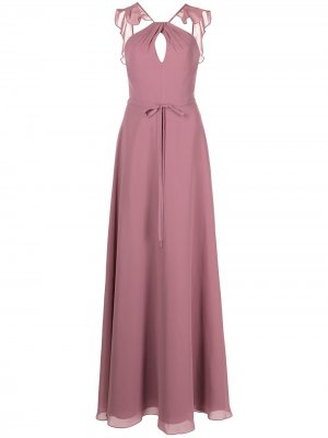 Вечернее платье с вырезом халтер и оборками Marchesa Notte Bridesmaids. Цвет: розовый