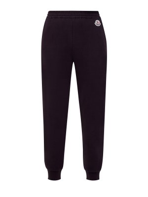 Хлопковые брюки-джоггеры в спортивном стиле MONCLER. Цвет: черный