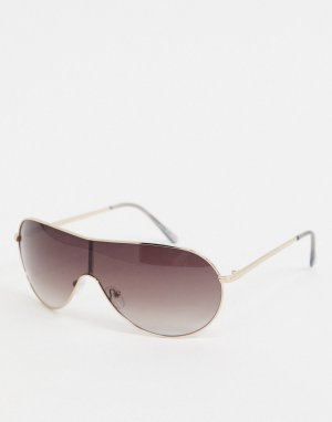 Солнцезащитные очки-авиаторы в золотистой оправе -Золотой Missguided