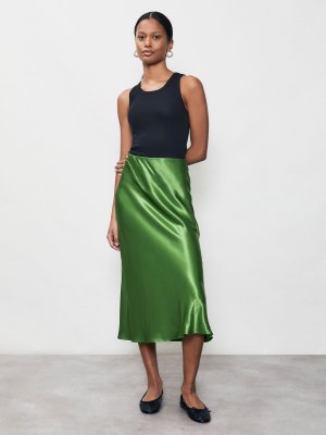 Атласная юбка-комбинация Evelyn, зеленая Finery