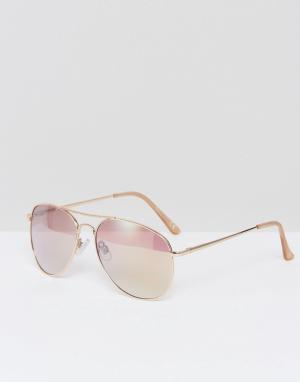 Розовые солнцезащитные очки-авиаторы Missguided. Цвет: розовый