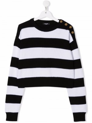 TEEN striped cotton jumper Balmain Kids. Цвет: черный