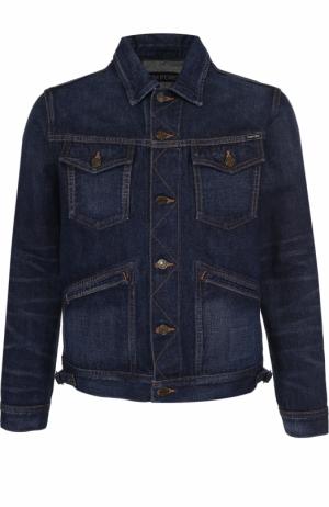 Джинсовая куртка на пуговицах с контрастной прострочкой Tom Ford. Цвет: темно-синий