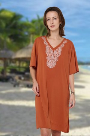 Платье пляжное Mix-Mode. Цвет: терракот