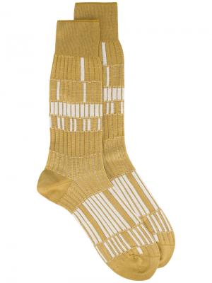 Бежевые носки с узором Basket Lunch Ayamé. Цвет: жёлтый и оранжевый