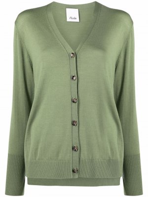 Knitted V-neck cardigan Allude. Цвет: зеленый