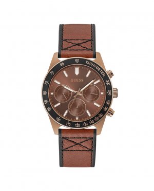 Мужские кожаные часы Altitude GW0331G1 с коричневым ремешком , коричневый Guess