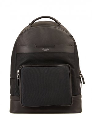 Мужской кожаный рюкзак с черным логотипом Pineider