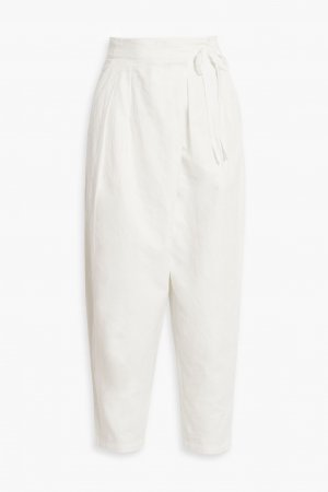 Укороченные зауженные брюки Wilmont со складками из хлопка и льна JOIE, слоновая кость Joie