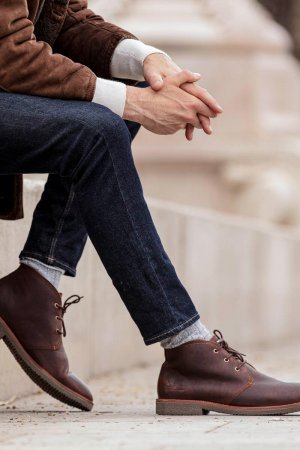Мужские ботинки из кожи наппа , темно-коричневый Panama Jack