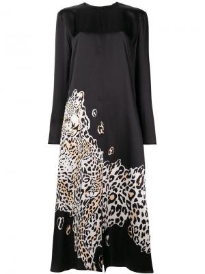 Платье макси с леопардовым принтом Krizia. Цвет: черный