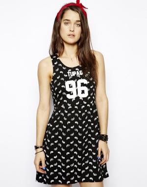 Короткое приталенное платье с принтом пейсли и логотипом Tupac Eleven Paris. Цвет: узор пейсли