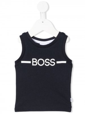 Топ без рукавов с логотипом BOSS Kidswear. Цвет: синий
