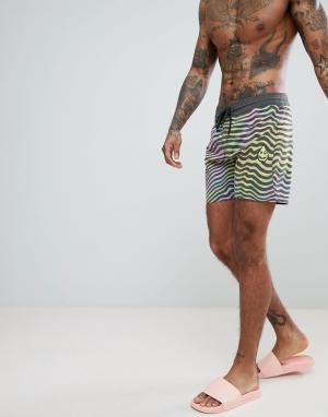 Пляжные шорты с принтом зебра Mag Vines Volcom. Цвет: черный