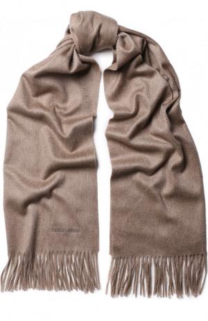 Кашемировый шарф с бахромой Giorgio Armani. Цвет: коричневый