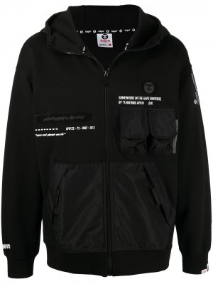 Спортивная куртка с капюшоном и логотипом AAPE BY *A BATHING APE®. Цвет: черный
