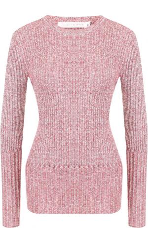 Вязаный пуловер с круглым вырезом из смеси шерсти и льна Victoria Beckham. Цвет: красный