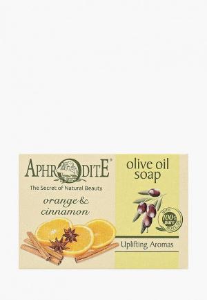 Мыло Aphrodite оливковое, с апельсином и корицей, 100 г. Цвет: зеленый