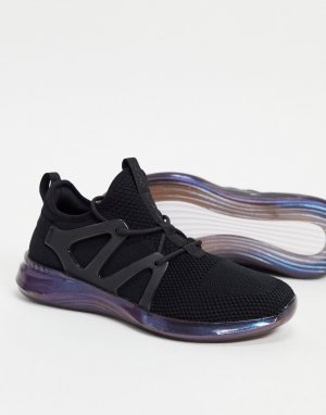 Черные технологичные кроссовки из трикотажа с тесьмой петлями для шнуровки спереди Love Planet-Черный цвет ALDO