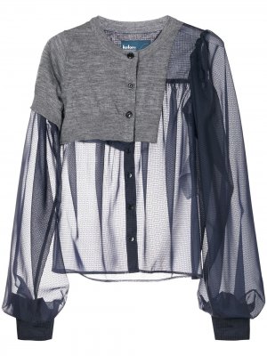 Semi-sheer contrast-panel blouse Kolor. Цвет: синий