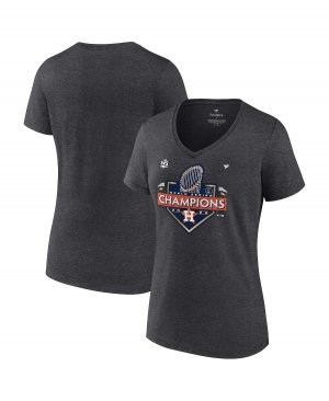 Женская футболка с логотипом Heather Charcos Houston Astros World Series Champions 2022, больших размеров v-образным вырезом Fanatics