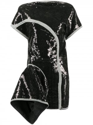 Джинсовое платье с пайетками и V-образным вырезом на спине Rick Owens. Цвет: черный