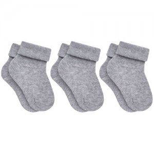 Комплект из 3 пар детских носков (Орудьевский трикотаж) светло-серые (д), размер 12-14 RuSocks. Цвет: серый