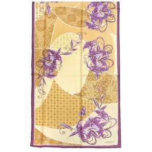Фирменный шарф пастельный с узорами и цветами 812390 Laura Biagiotti. Цвет: коричневый/бежевый/фиолетовый/бежевый-коричневый