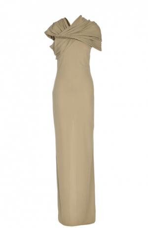 Вечернее платье в пол с декоративной цепью Givenchy. Цвет: бежевый