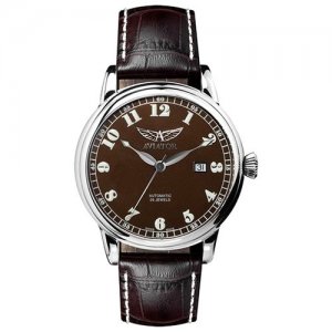 Наручные часы V.3.09.0.026.4, коричневый, серебряный Aviator