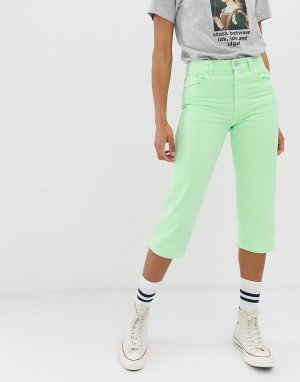 Прямые укороченные джинсы неонового лаймового цвета Florence-Зеленый цвет ASOS DESIGN