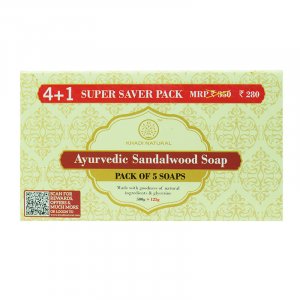 Аюрведическое мыло ручной работы с Сандалом: для комплексного ухода за кожей (5 шт), Ayurvedic Sandalwood Soap Hand made, Khadi Natural