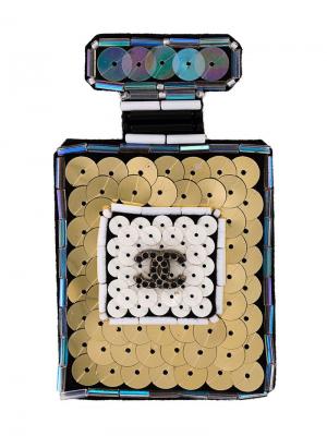 Брошка в форме парфюмерной бутылочки Chanel Vintage. Цвет: металлический