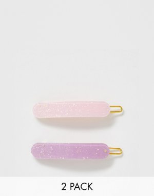 2 блестящие заколки для волос -Розовый DesignB London