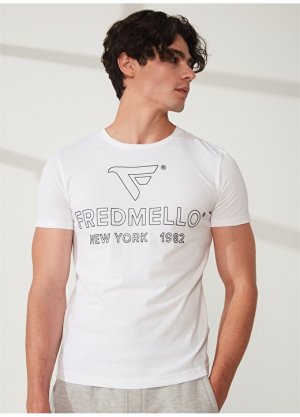 Белая мужская футболка с круглым вырезом Fred Mello