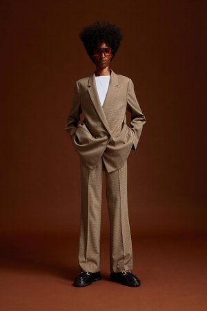 Расклешенные брюки , серый/проверено H&M