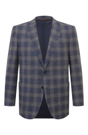 Пиджак из шерсти и хлопка Canali. Цвет: синий