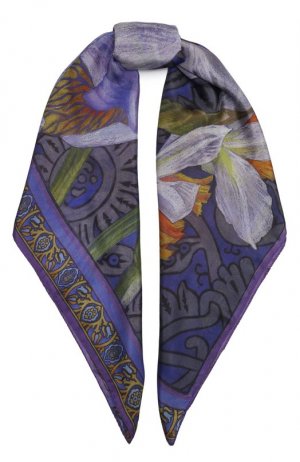 Шелковый платок Ирисы Gourji. Цвет: фиолетовый