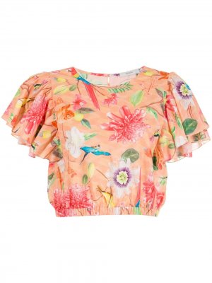 Укороченная блузка Sabiá с цветочным принтом Isolda. Цвет: разноцветный